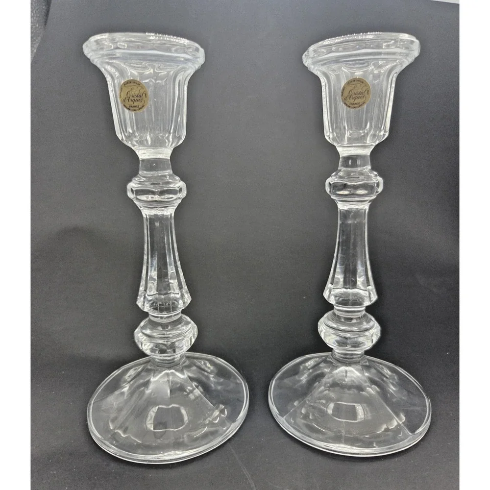 Cristal d'Arques 1991 Lead Crystal Candlestick Holders 8.25